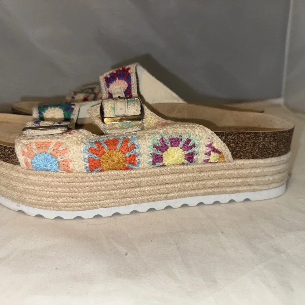 Dirty Laundry‎ Crochet Sandals Women Sz 10 Slip On Shoes Boho Hippie Platform